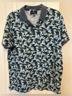 Psycho Bunny Men’s Blue, Olive & Navy Camo Polo